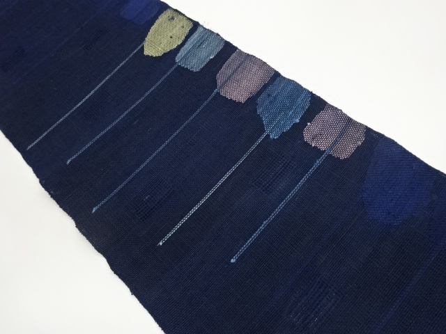 Nagoya obi with woven gauze SILK abstract horizontal tiered pattern